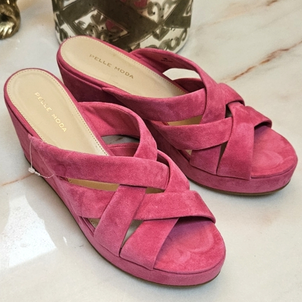 Pelle Moda Pink Suede Sandals - Picture 3 of 5